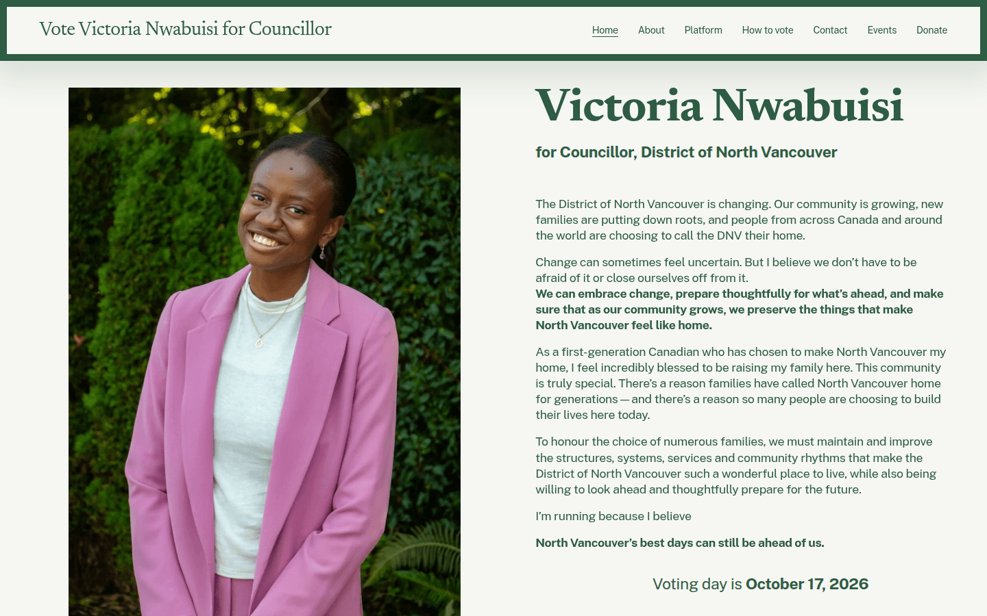 Victoria Nwabuisi for Council homepage